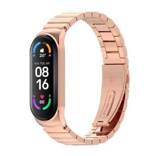 For Xiaomi Mi Band 6 / 5 / 4 / 3 Mijobs Metal CS Bamboo Joint Stainless Steel Watch Band(Rose Gold)