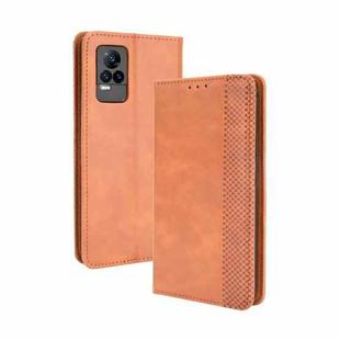 For vivo V21e 4G / Y73 2021 Magnetic Buckle Retro Crazy Horse Texture Horizontal Flip Leather Case with Holder & Card Slots & Photo Frame(Brown)