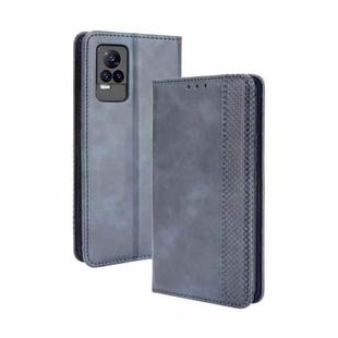 For vivo V21e 4G / Y73 2021 Magnetic Buckle Retro Crazy Horse Texture Horizontal Flip Leather Case with Holder & Card Slots & Photo Frame(Blue)