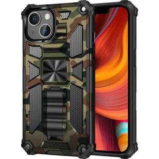 For iPhone 13 mini Camouflage Armor Kickstand TPU + PC Magnetic Phone Case (Army Green)