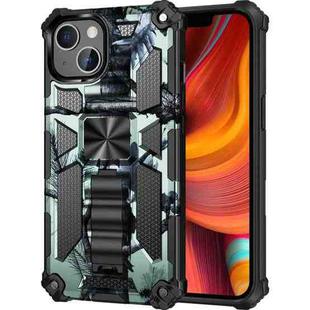 For iPhone 13 Camouflage Armor Kickstand TPU + PC Magnetic Phone Case(Light Green)