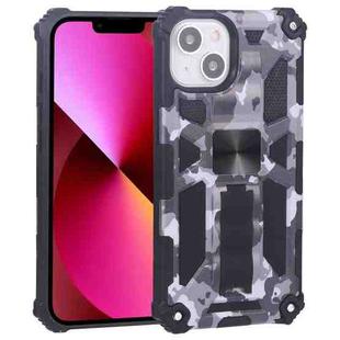 For iPhone 13 Camouflage Armor Kickstand TPU + PC Magnetic Phone Case (Grey)