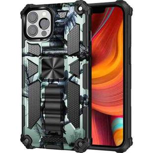 For iPhone 13 Pro Camouflage Armor Kickstand TPU + PC Magnetic Phone Case (Light Green)