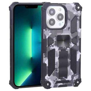 For iPhone 13 Pro Max Camouflage Armor Kickstand TPU + PC Magnetic Phone Case  (Grey)