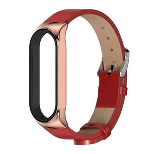 For Xiaomi Mi Band 6 / 5 / 4 / 3 Mijobs CS Microfiber Leather Watch Band(Red + Rose Gold)