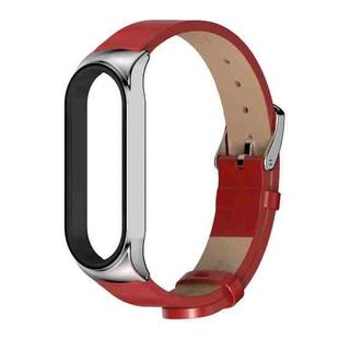 For Xiaomi Mi Band 6 / 5 / 4 / 3 Mijobs CS Microfiber Leather Watch Band(Red + Silver)