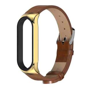 For Xiaomi Mi Band 6 / 5 / 4 / 3 Mijobs CS Microfiber Leather Watch Band(Brown + Gold)