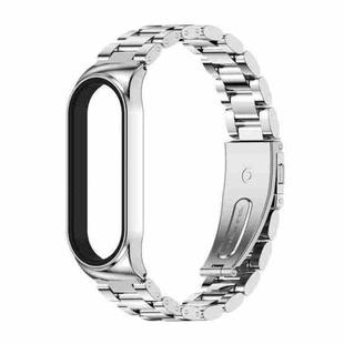 For Xiaomi Mi Band 6 / 5 / 4 / 3 Mijobs CS Metal Three Bead Stainless Steel Watch Band(Silver)