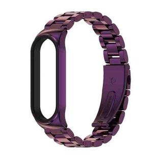 For Xiaomi Mi Band 6 / 5 / 4 / 3 Mijobs CS Metal Three Bead Stainless Steel Watch Band(Purple)