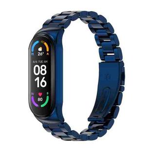 For Xiaomi Mi Band 6 / 5 / 4 / 3 Mijobs CS Metal Three Bead Stainless Steel Watch Band(Blue)