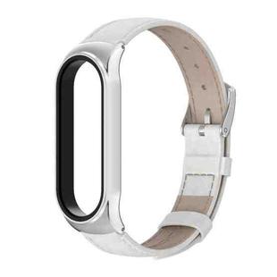For Xiaomi Mi Band 6 / 5 / 4 / 3 Mijobs CS First Layer Cowhide Watch Band(White)