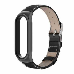 For Xiaomi Mi Band 6 / 5 / 4 / 3 Mijobs CS First Layer Cowhide Watch Band(Black)