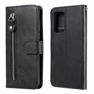 For OPPO Reno6 5G Fashion Calf Texture Zipper Horizontal Flip Leather Case with Holder & Card Slots & Wallet(Black)