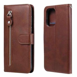 For Xiaomi Redmi K40 Fashion Calf Texture Zipper Horizontal Flip Leather Case with Holder & Card Slots & Wallet(Brown)