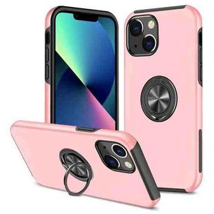 For iPhone 13 mini Magnetic Ring Kickstand Shockproof Phone Case (Rose Gold)