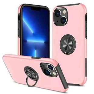 For iPhone 13 Pro Magnetic Ring Kickstand Shockproof Phone Case (Rose Gold)