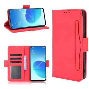 For OPPO Reno6 5G Skin Feel Calf Pattern Horizontal Flip Leather Case with Holder & Card Slots & Photo Frame(Red)