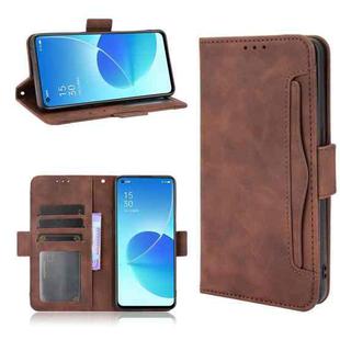 For OPPO Reno6 5G Skin Feel Calf Pattern Horizontal Flip Leather Case with Holder & Card Slots & Photo Frame(Brown)
