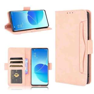 For OPPO Reno6 Pro+ 5G Skin Feel Calf Pattern Horizontal Flip Leather Case with Holder & Card Slots & Photo Frame(Pink)