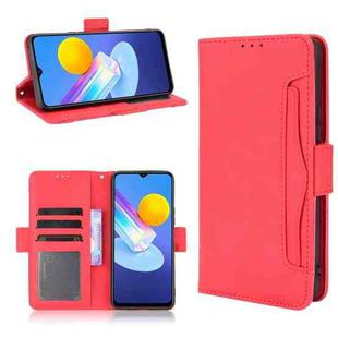 For vivo Y72 5G / iQOO Z3 5G Skin Feel Calf Pattern Horizontal Flip Leather Case with Holder & Card Slots & Photo Frame(Red)