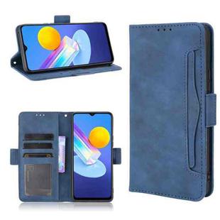 For vivo Y72 5G / iQOO Z3 5G Skin Feel Calf Pattern Horizontal Flip Leather Case with Holder & Card Slots & Photo Frame(Blue)