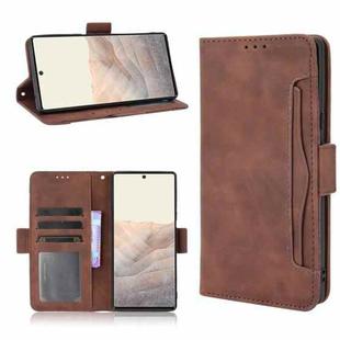 For Google Pixel 6 Skin Feel Calf Pattern Horizontal Flip Leather Case with Holder & Card Slots & Photo Frame(Brown)