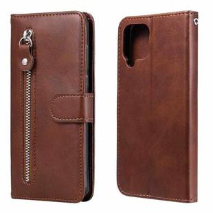 For Samsung Galaxy A22 4G Fashion Calf Texture Zipper Horizontal Flip Leather Case with Holder & Card Slots & Wallet(Brown)
