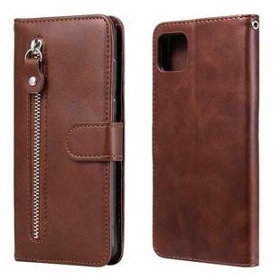 For Samsung Galaxy A22 5G Fashion Calf Texture Zipper Horizontal Flip Leather Case with Holder & Card Slots & Wallet(Brown)