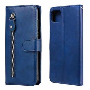 For Samsung Galaxy A22 5G Fashion Calf Texture Zipper Horizontal Flip Leather Case with Holder & Card Slots & Wallet(Blue)