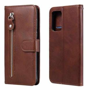 For Samsung Galaxy A82 5G Fashion Calf Texture Zipper Horizontal Flip Leather Case with Holder & Card Slots & Wallet(Brown)