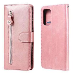 For Samsung Galaxy A82 5G Fashion Calf Texture Zipper Horizontal Flip Leather Case with Holder & Card Slots & Wallet(Rose Gold)