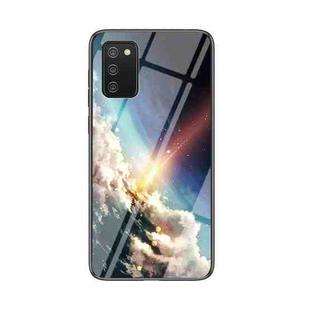 For Samsung Galaxy A02s EU Version Starry Sky Painted Tempered Glass TPU Shockproof Protective Case(Bright Stars)