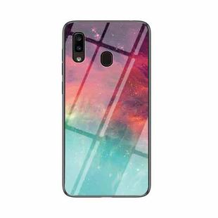 For Samsung Galaxy A20e Starry Sky Painted Tempered Glass TPU Shockproof Protective Case(Color Starry Sky)