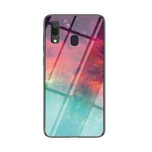 For Samsung Galaxy A30 Starry Sky Painted Tempered Glass TPU Shockproof Protective Case(Color Starry Sky)