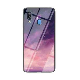 For Samsung Galaxy A40 Starry Sky Painted Tempered Glass TPU Shockproof Protective Case(Dream Sky)