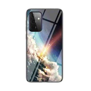 For Samsung Galaxy A72 5G / 4G Starry Sky Painted Tempered Glass TPU Shockproof Protective Case(Bright Stars)