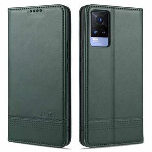 For vivo Y73 (2021) AZNS Magnetic Calf Texture Horizontal Flip Leather Case with Card Slots & Holder & Wallet(Dark Green)