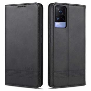 For vivo Y73 (2021) AZNS Magnetic Calf Texture Horizontal Flip Leather Case with Card Slots & Holder & Wallet(Black)