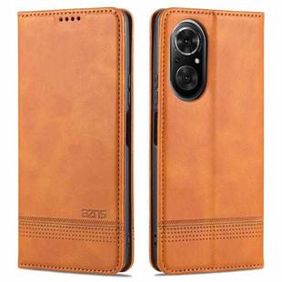 For Honor 50 SE AZNS Magnetic Calf Texture Horizontal Flip Leather Case with Card Slots & Holder & Wallet(Light Brown)