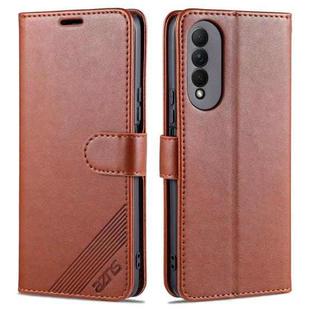 For Honor X20 SE AZNS Sheepskin Texture Horizontal Flip Leather Case with Holder & Card Slots & Wallet(Brown)
