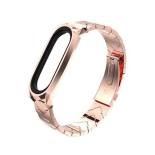 For Xiaomi Mi Band 6 / 5 / 4 / 3 Mijobs GT Metal Stainless Steel V Type Watch Band(Rose Gold)