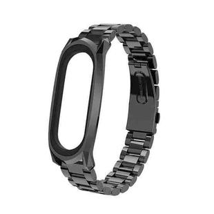 For Xiaomi Mi Band 6 / 5 / 4 / 3 Mijobs Three Beads Metal GT Stainless Steel Watch Band(Black)