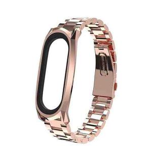 For Xiaomi Mi Band 6 / 5 / 4 / 3 Mijobs Three Beads Metal GT Stainless Steel Watch Band(Rose Gold)