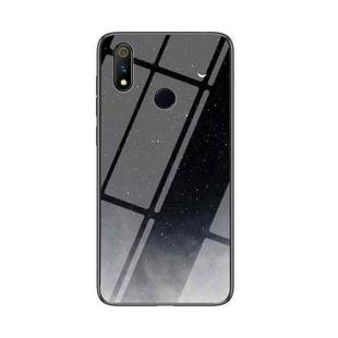 For OPPO Realme 3 Pro Starry Sky Painted Tempered Glass TPU Shockproof Protective Case(Star Crescent Moon)