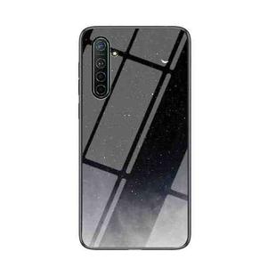 For OPPO Realme XT Starry Sky Painted Tempered Glass TPU Shockproof Protective Case(Star Crescent Moon)