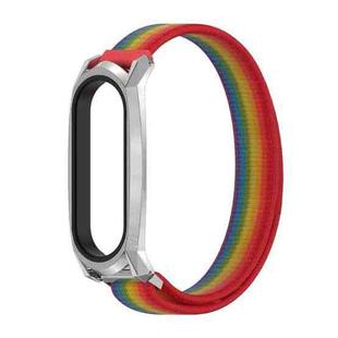 For Xiaomi Mi Band 6 / 5 / 4 / 3 Mijobs GT Nylon Loop Watch Band(Rainbow Silver)