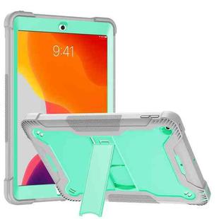 For iPad 10.2 2021 / 2020 / 2019 Silicone + PC Shockproof Protective Case with Holder(Gray + Green)