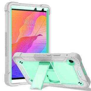 For Huawei MatePad T8 Silicone + PC Shockproof Protective Case with Holder(Gray + Green)