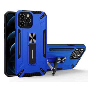 War-god Armor TPU + PC Shockproof Magnetic Protective Case with Folding Holder For iPhone 12(Dark Blue)