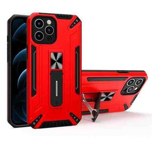 War-god Armor TPU + PC Shockproof Magnetic Protective Case with Folding Holder For iPhone 12 Pro Max(Red)